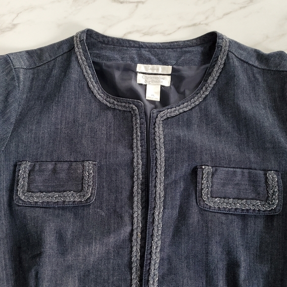 Christopher & Banks Women's XL Open Front Denim Blazer Jacket XL Business Casual - Picture 11 of 16